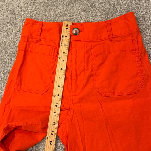 Anthropologie Maeve Colette High Rise Wide Crop Leg Pants Linen Orange size 28 - Picture 8 of 10